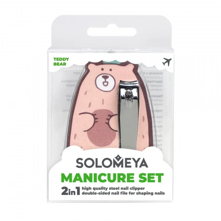 Набор для маникюра "Медвежонок":кусачки и двухсторонняя пилка 180/3000 грит Solomeya Manicure set"Teddy Bear":nail clipper and double-sided nail file